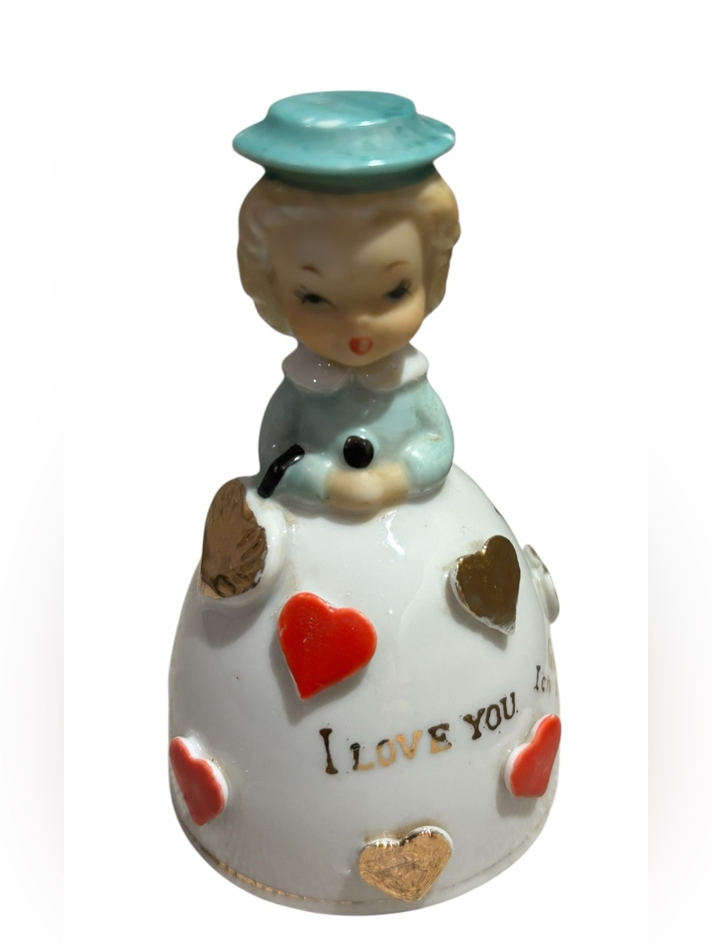 Vintage 1950s I love you girl bell in different languages made in Japan